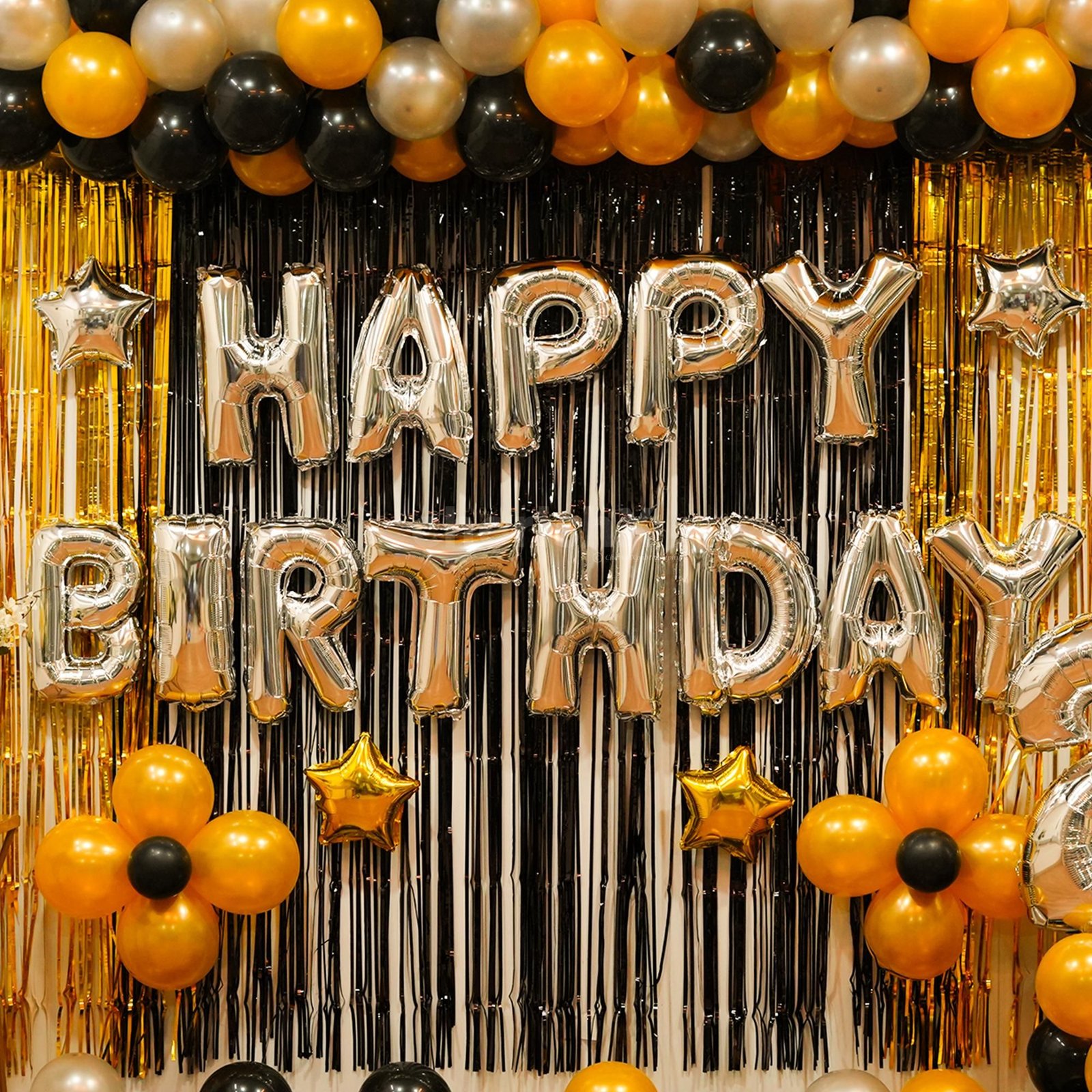 Glitzy Silver and Black Birthday Decor - Image 2