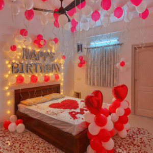 Romantic red and white birthday surprise